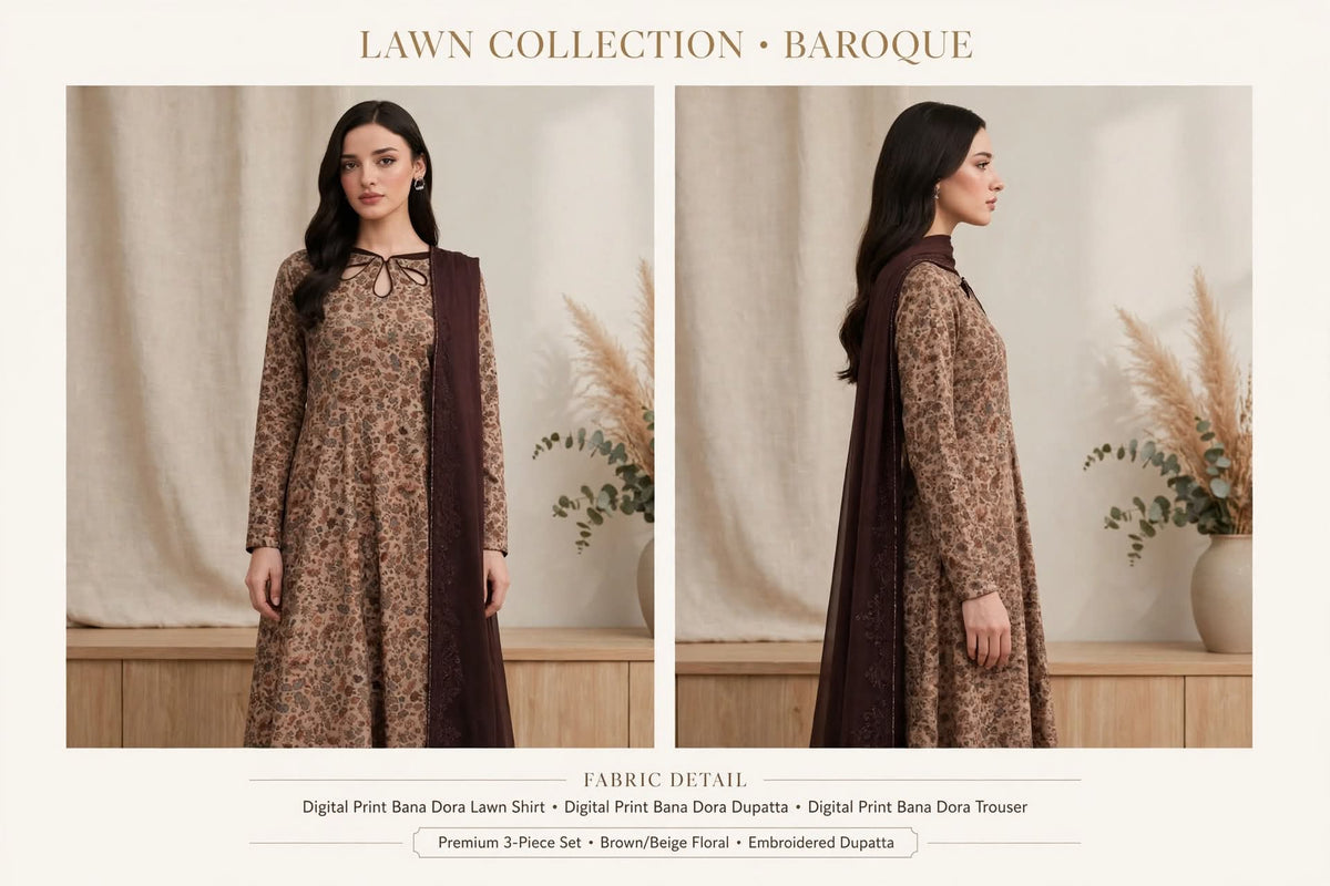 Baroque Printed Lawn 3Piece Unstitched D-005