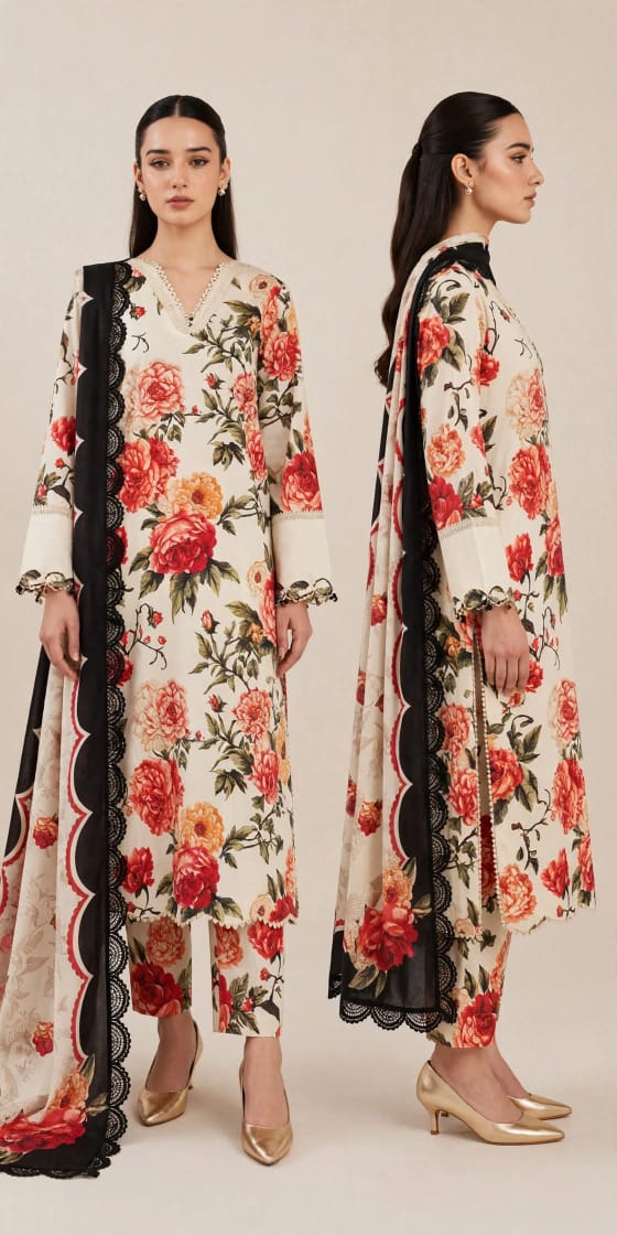 Baroque Printed Lawn 3Piece Unstitched D-003