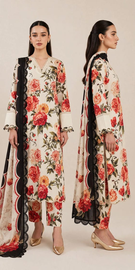 Baroque Printed Lawn 3Piece Unstitched D-003