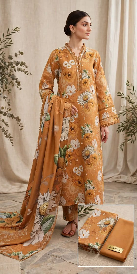 Baroque Printed Lawn 3Piece Unstitched D-004